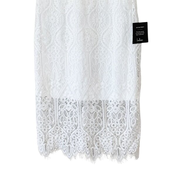 Lulu's Women's Remarkable Sheer Lace Short Sleeve Dress White Size S NWT - Picture 8 of 12